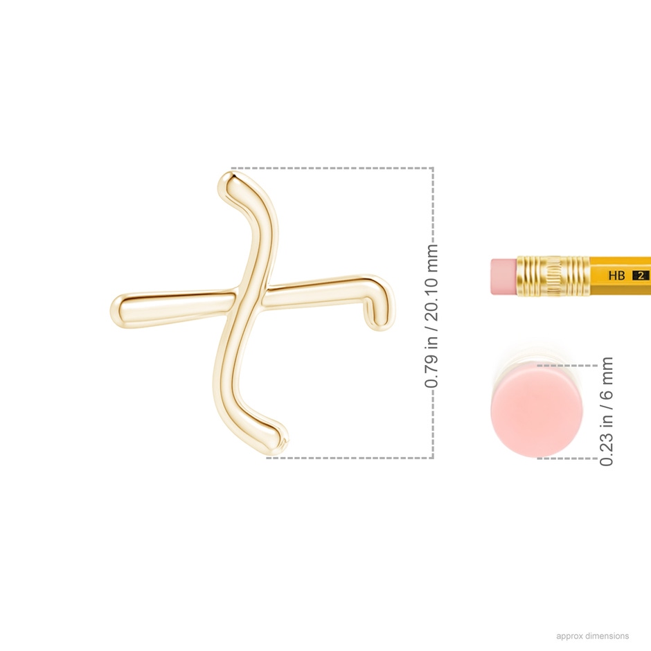 Lowercase "X" Initial Pendant in Yellow Gold Ruler