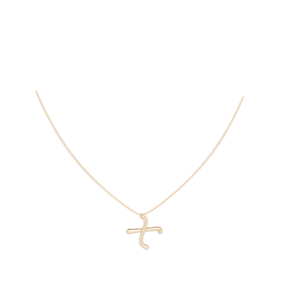 Lowercase "X" Initial Pendant in Yellow Gold Body-Neck