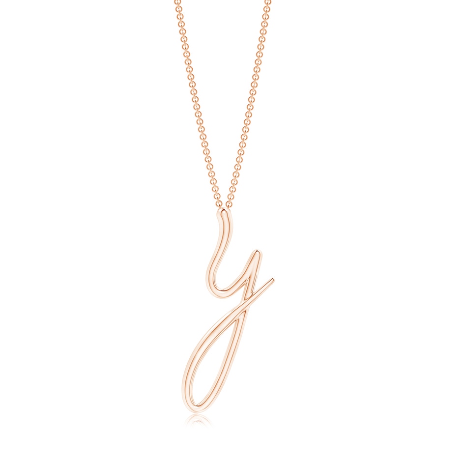 Lowercase "Y" Initial Pendant in 10K Rose Gold 