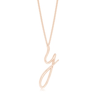 Lowercase "Y" Initial Pendant in 9K Rose Gold