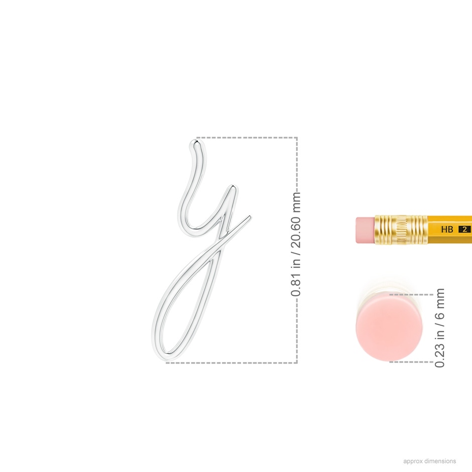 Lowercase "Y" Initial Pendant in P950 Platinum Ruler