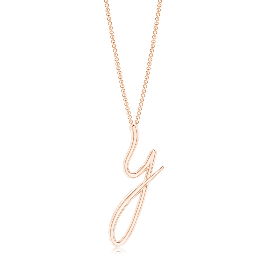 Lowercase "Y" Initial Pendant in Rose Gold 