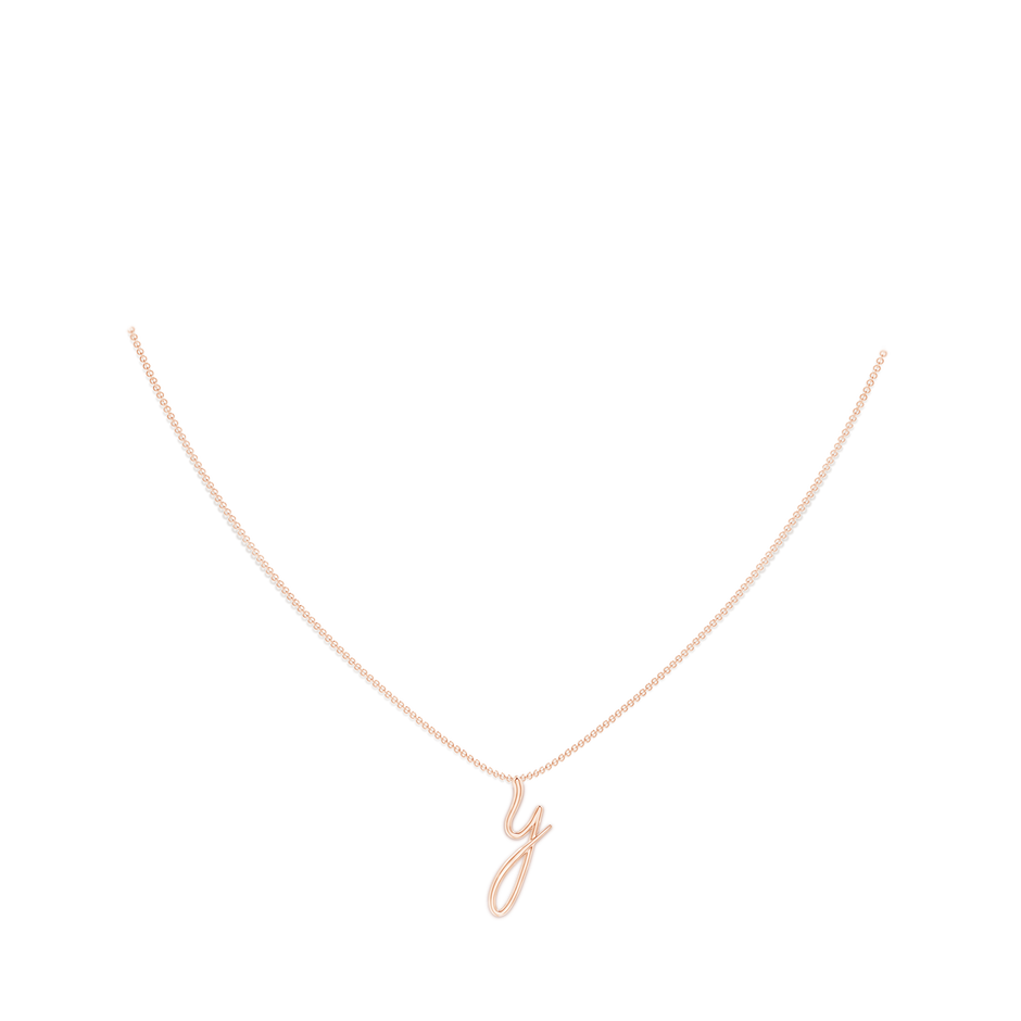 Lowercase "Y" Initial Pendant in Rose Gold Body-Neck