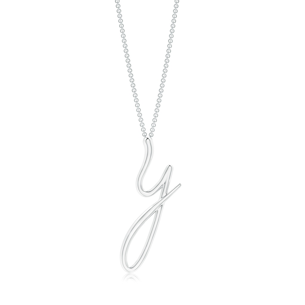 Lowercase "Y" Initial Pendant in White Gold