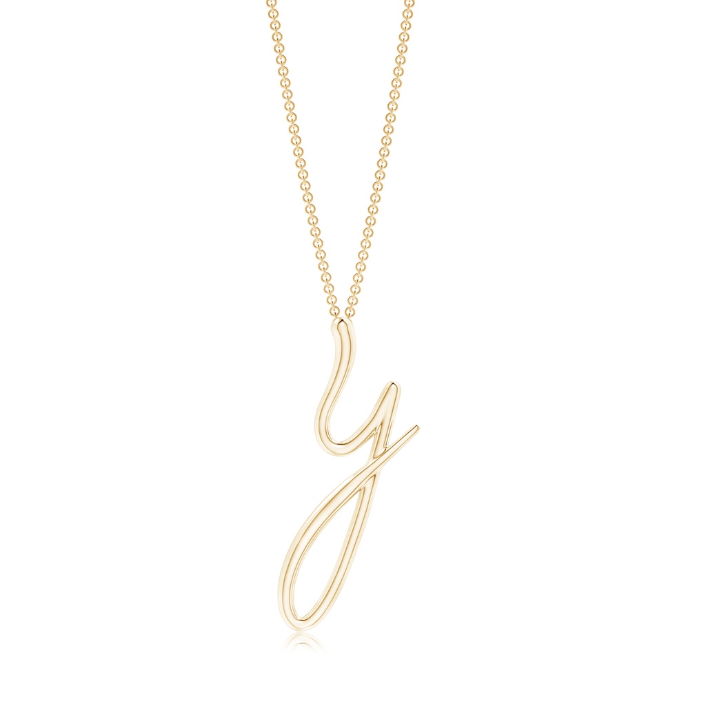 Lowercase "Y" Initial Pendant in Yellow Gold