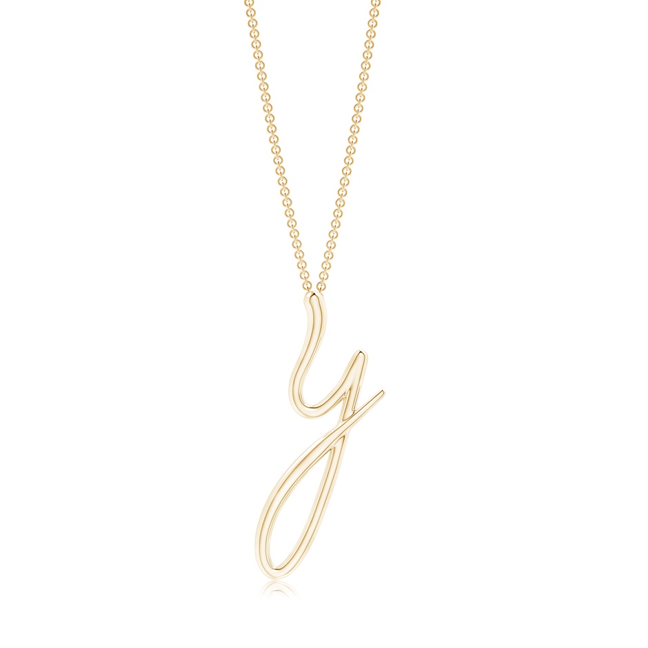 Lowercase "Y" Initial Pendant in Yellow Gold 