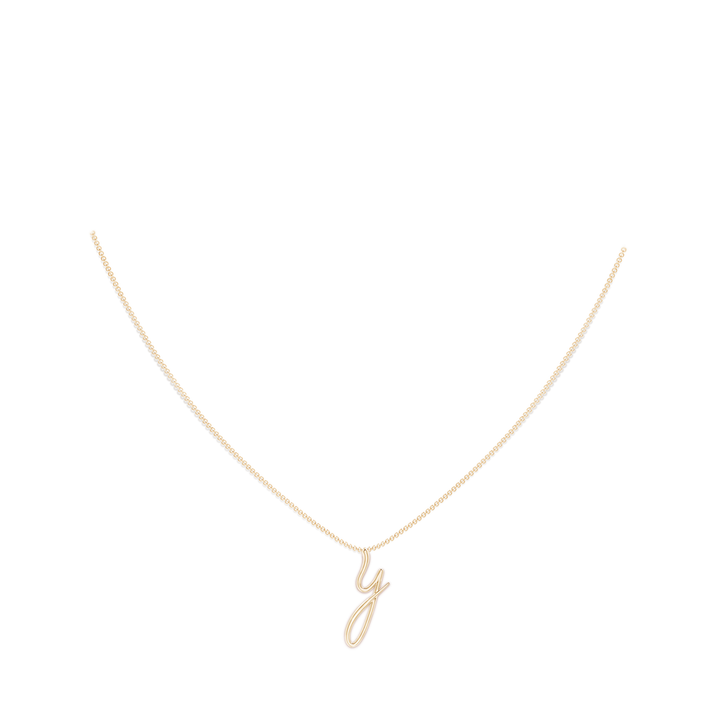Lowercase "Y" Initial Pendant in Yellow Gold Body-Neck