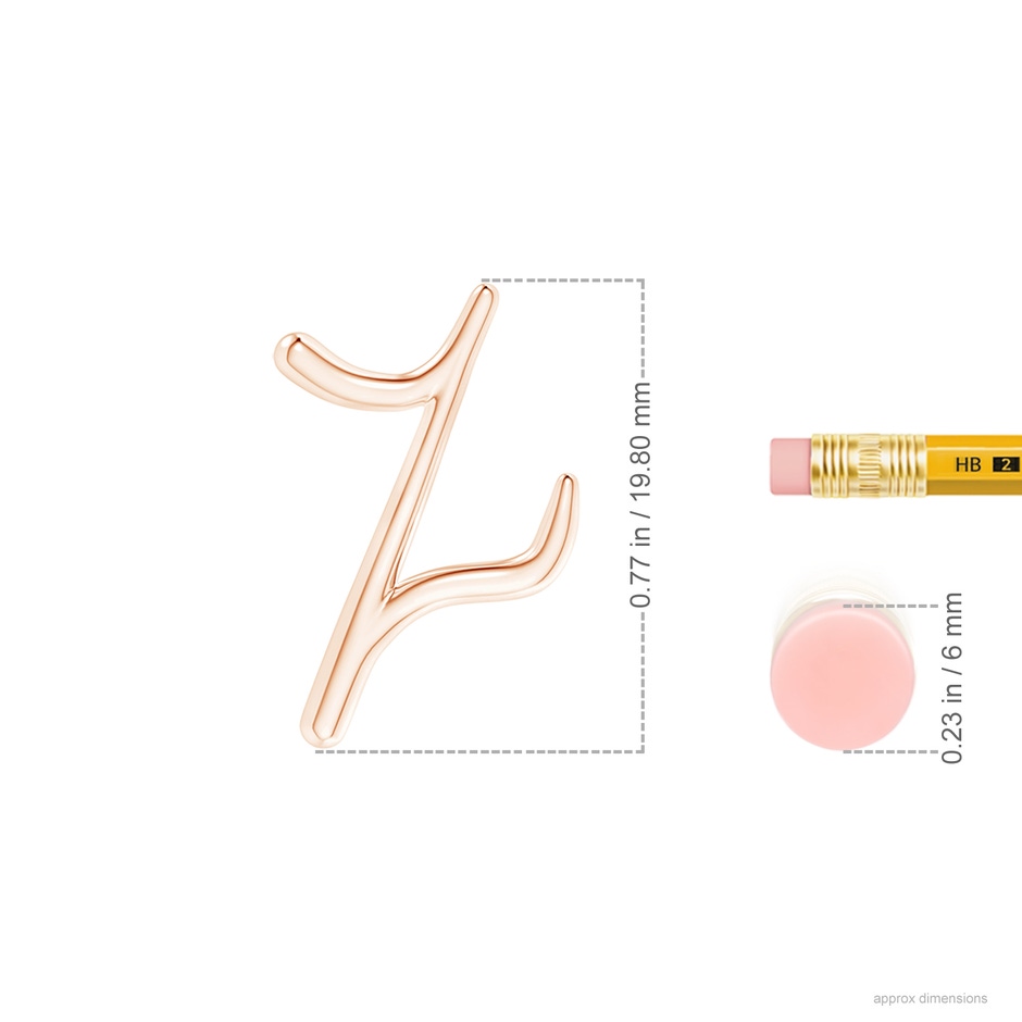 Lowercase "Z" Initial Pendant in Rose Gold Ruler