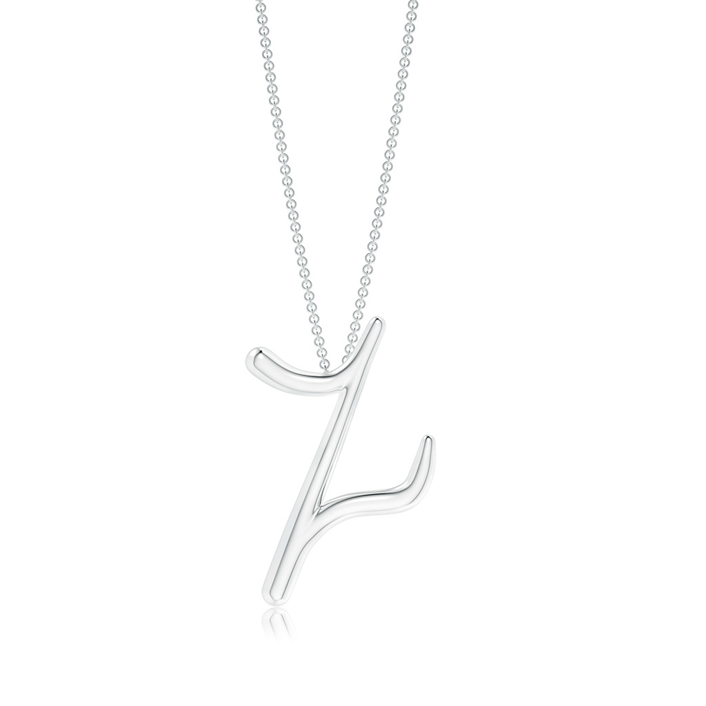 Lowercase "Z" Initial Pendant in White Gold