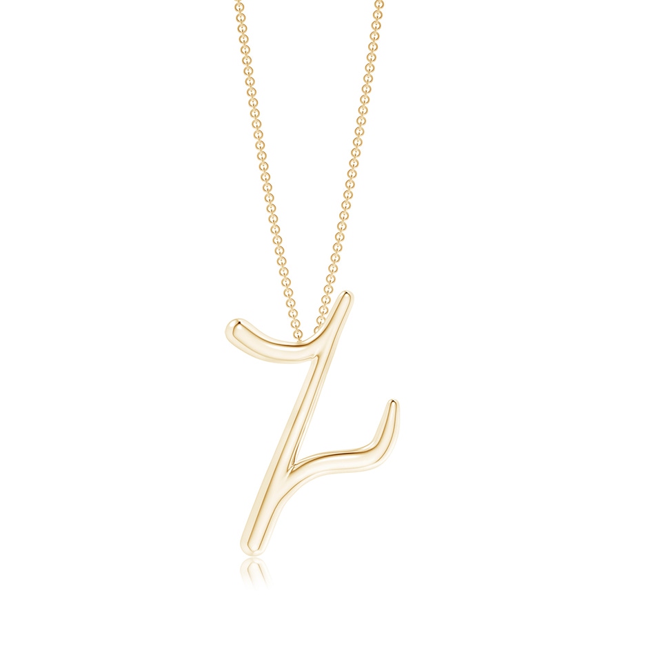 Lowercase "Z" Initial Pendant in Yellow Gold 