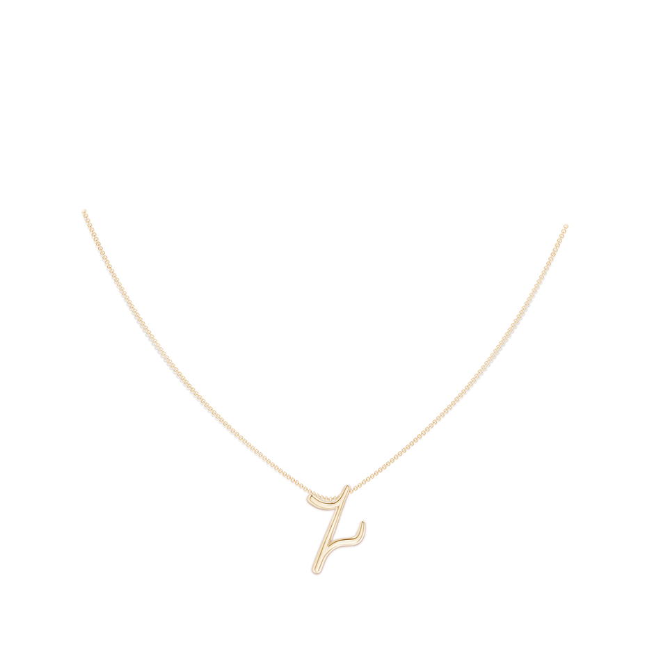 Lowercase "Z" Initial Pendant in Yellow Gold body-neck