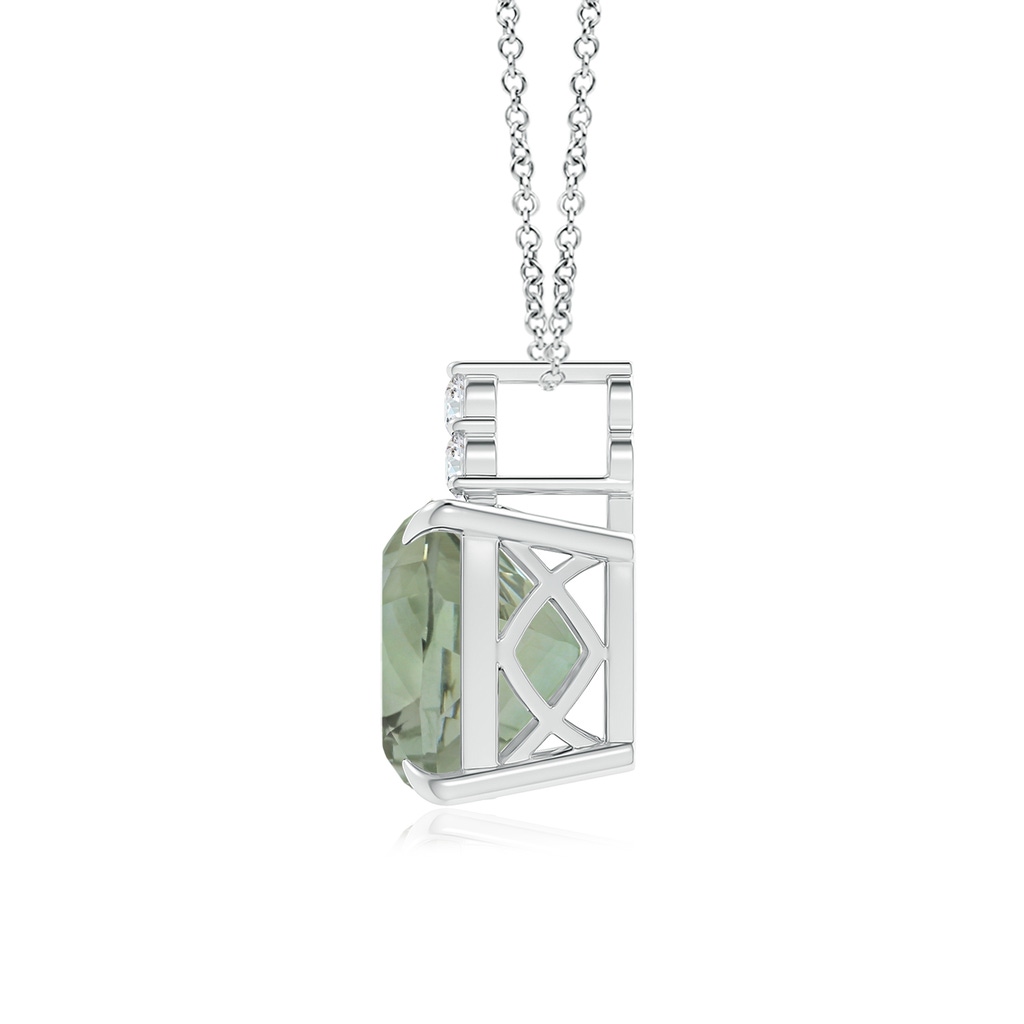 14.09x14.09x9.29mm A GIA Certified Cushion Green Amethyst Pendant with Trio Diamonds in White Gold Side 199