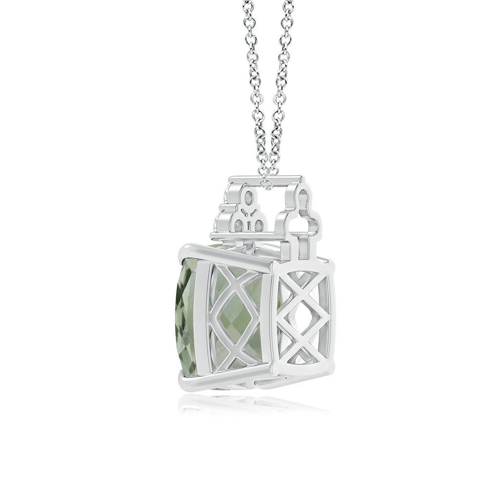 14.09x14.09x9.29mm A GIA Certified Cushion Green Amethyst Pendant with Trio Diamonds in White Gold Side 399