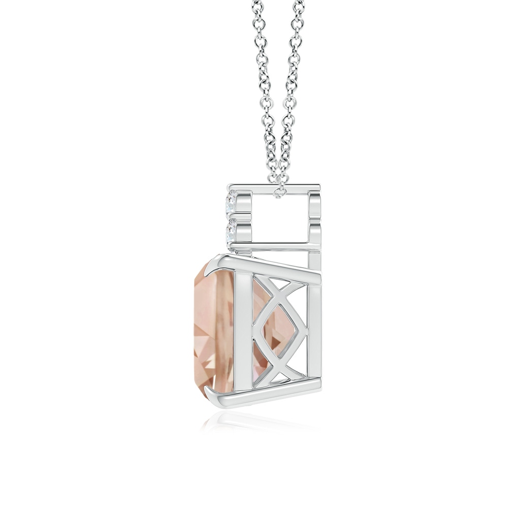 13.95x13.89x8.07mm AAA GIA Certified Cushion Morganite Pendant with Trio Diamonds in White Gold Side 199
