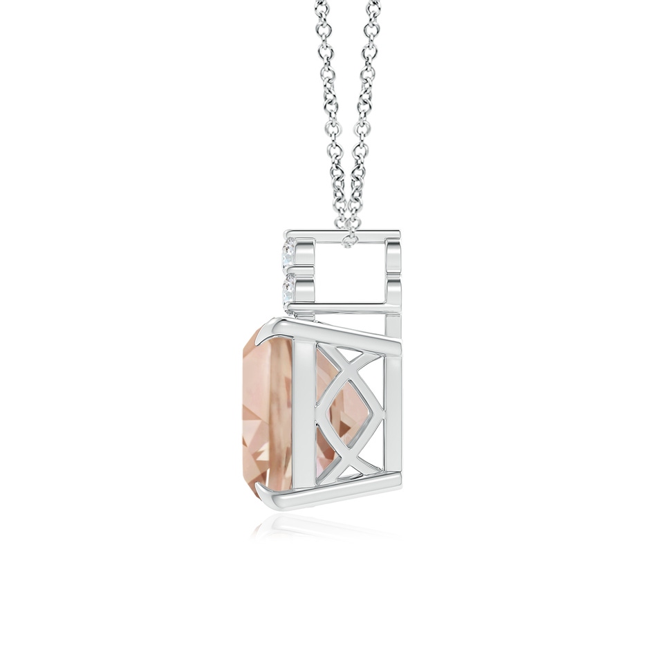 13.95x13.89x8.07mm AAA GIA Certified Cushion Morganite Pendant with Trio Diamonds in White Gold side 199