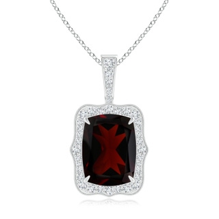 15.02x12.70x6.11mm A GIA Certified Rectangular Cushion Garnet (Prasiolite) Pendant in 18K White Gold