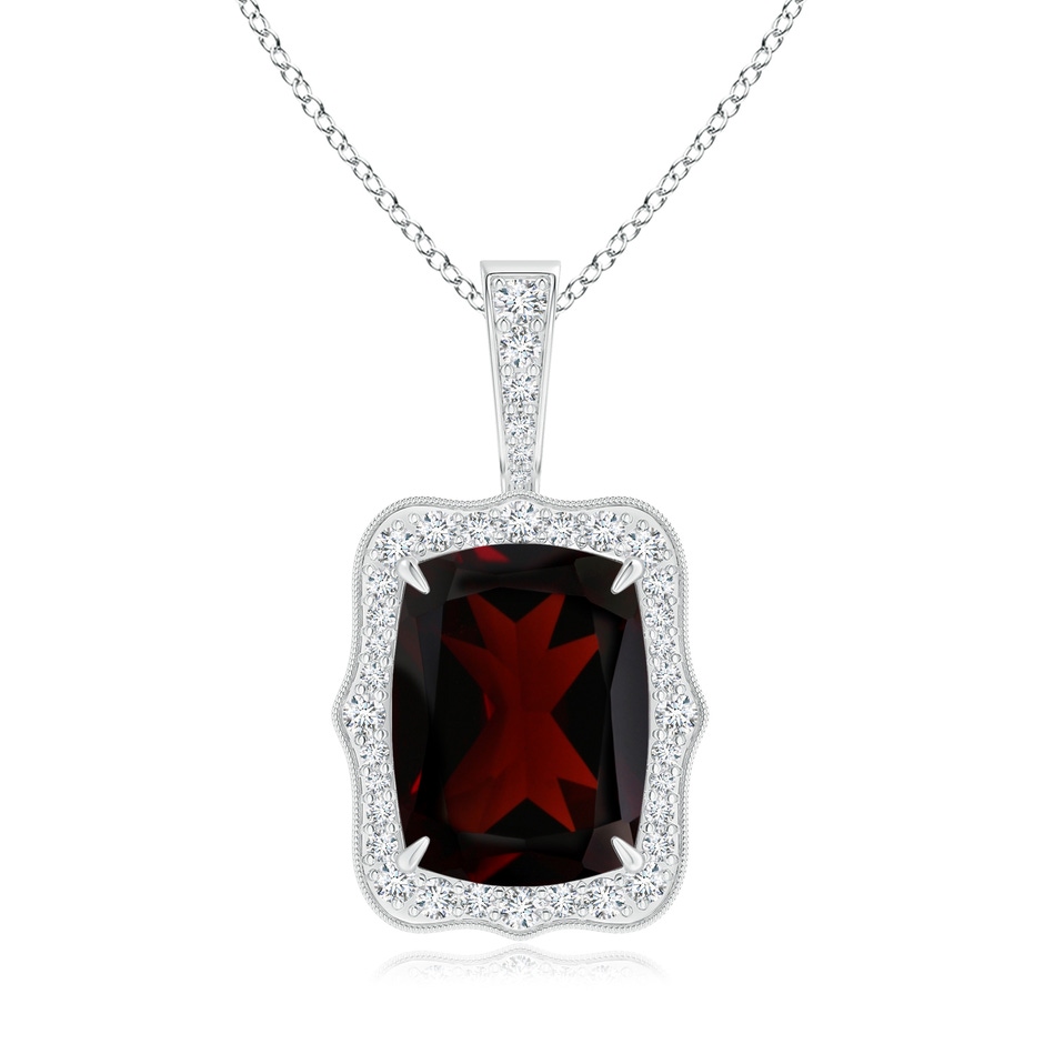 15.02x12.70x6.11mm A GIA Certified Rectangular Cushion Garnet (Prasiolite) Pendant in 18K White Gold 