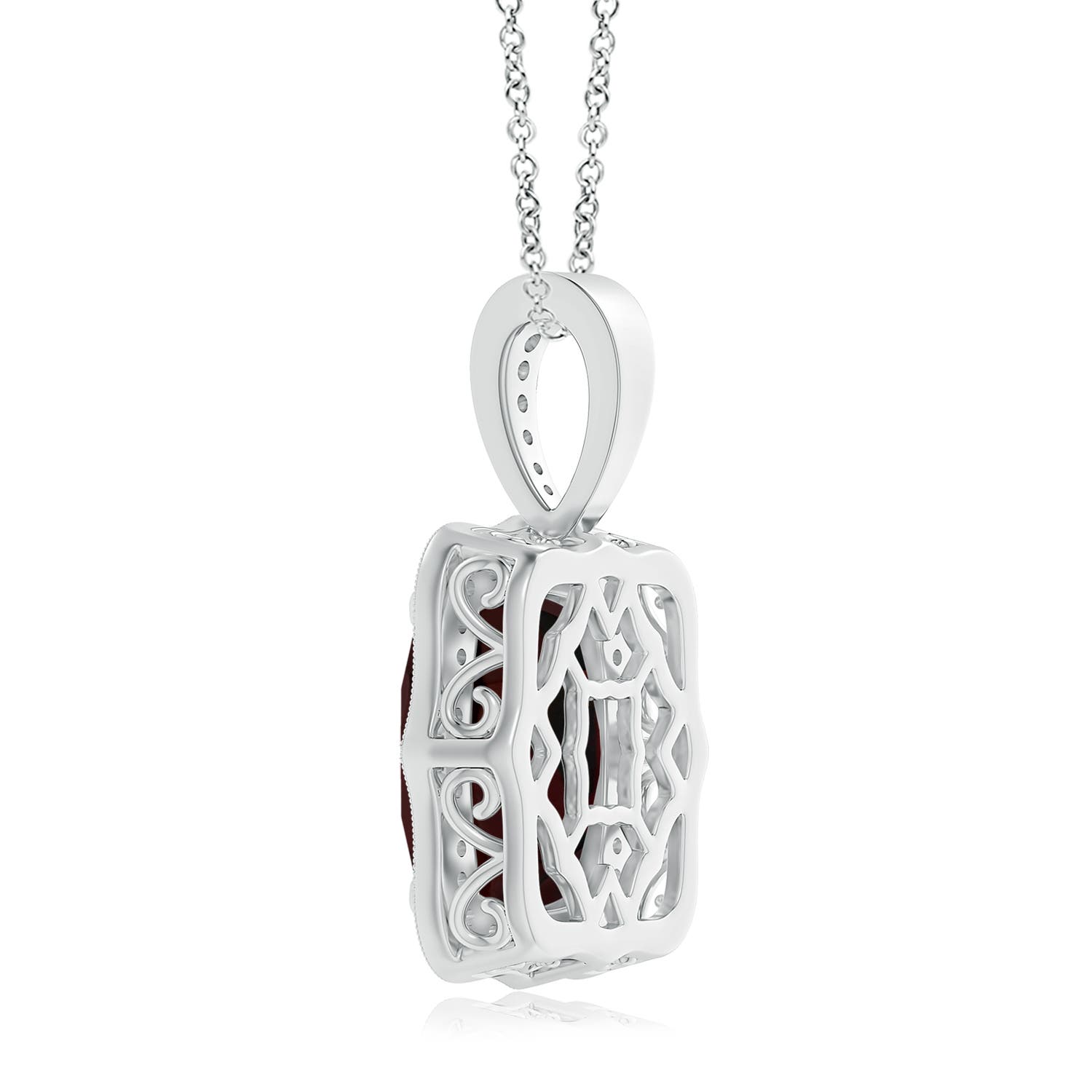 15.02x12.70x6.11mm A GIA Certified Rectangular Cushion Garnet (Prasiolite) Pendant in 18CT White Gold - side 5