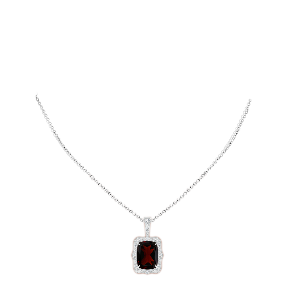 15.02x12.70x6.11mm A GIA Certified Rectangular Cushion Garnet (Prasiolite) Pendant in 18K White Gold pen