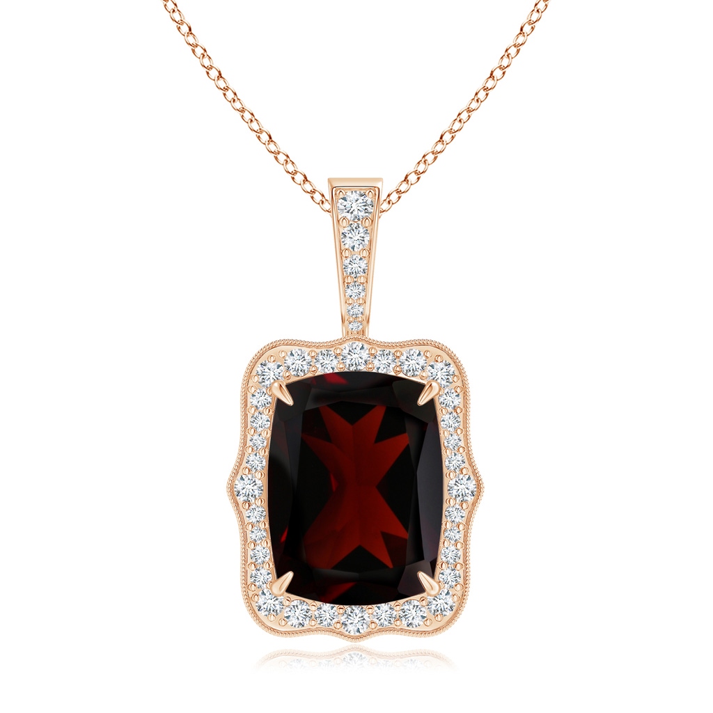 15.02x12.70x6.11mm A GIA Certified Rectangular Cushion Garnet (Prasiolite) Pendant in Rose Gold