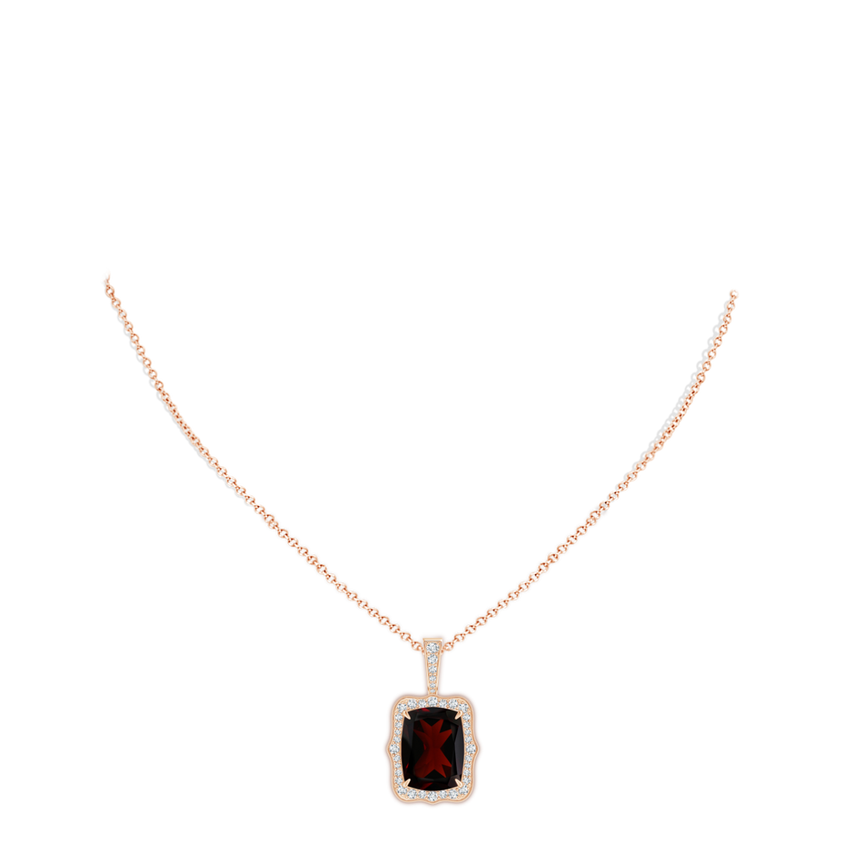 15.02x12.70x6.11mm A GIA Certified Rectangular Cushion Garnet (Prasiolite) Pendant in Rose Gold pen