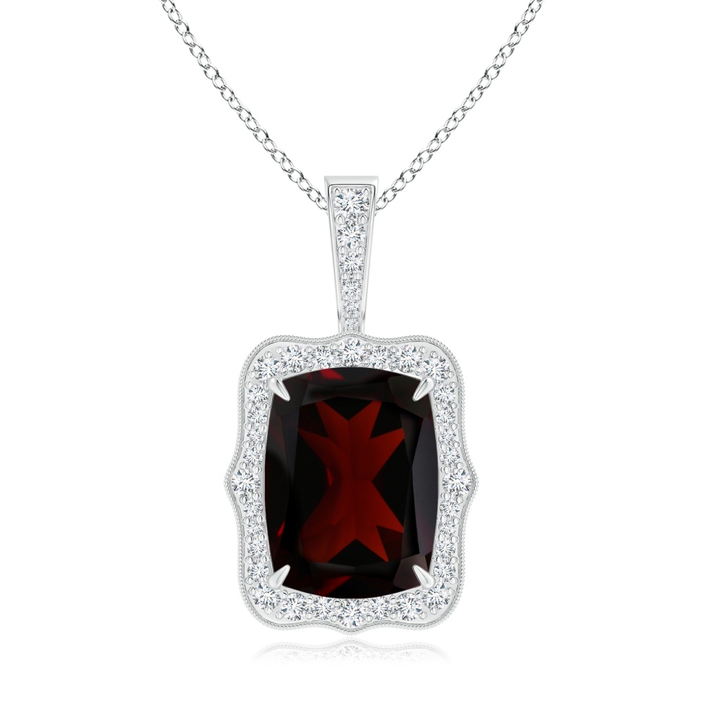 15.02x12.70x6.11mm A GIA Certified Rectangular Cushion Garnet (Prasiolite) Pendant in White Gold