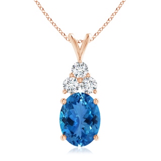 15.01x11.15x7.23mm AAAA GIA Certified Aquamarine Solitaire Pendant with Trio Diamonds in 18K Rose Gold