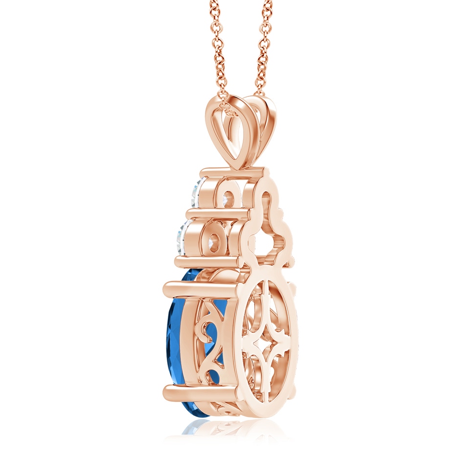 15.01x11.15x7.23mm AAAA GIA Certified Aquamarine Solitaire Pendant with Trio Diamonds in 18K Rose Gold side 399