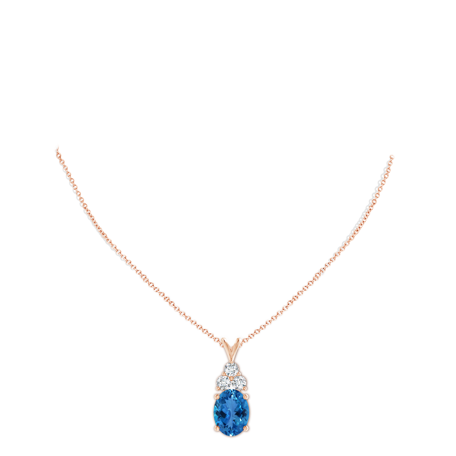 15.01x11.15x7.23mm AAAA GIA Certified Aquamarine Solitaire Pendant with Trio Diamonds in 18K Rose Gold pen
