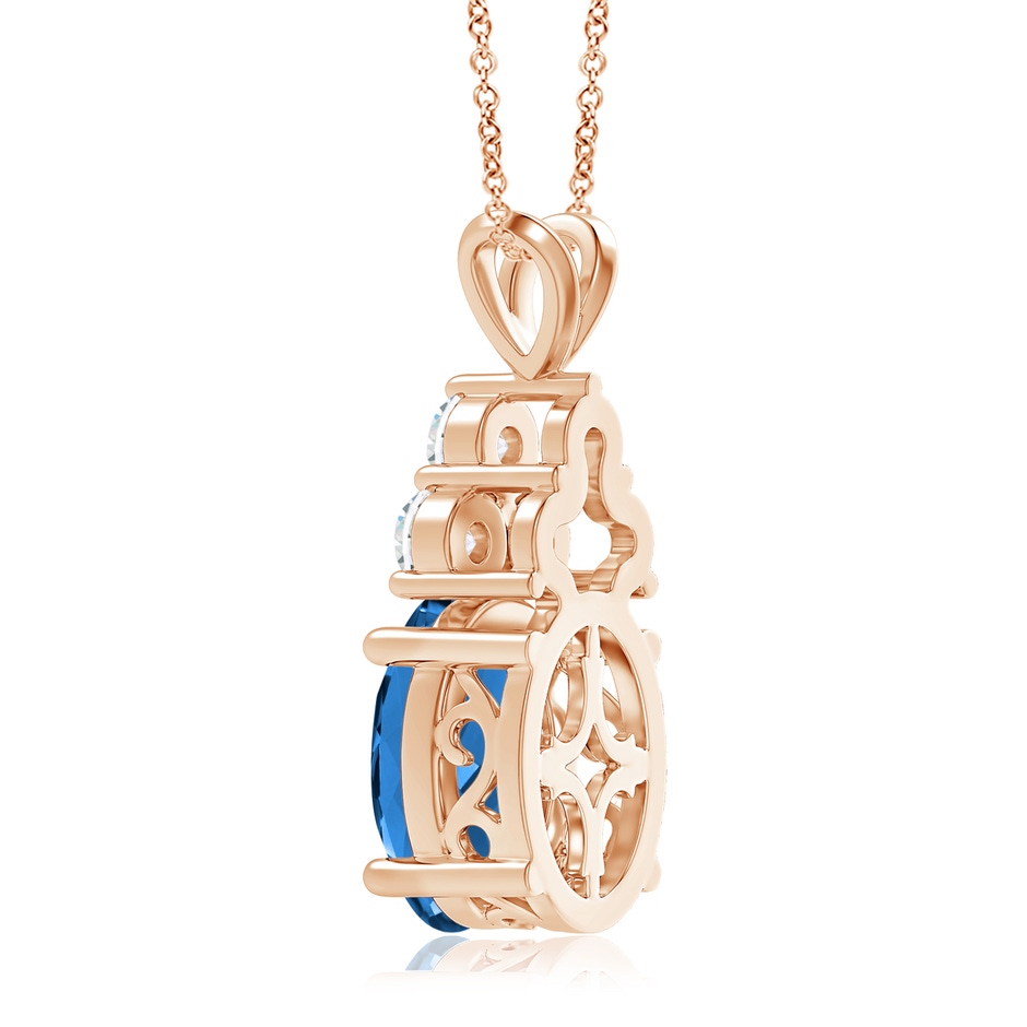 15.01x11.15x7.23mm AAAA GIA Certified Aquamarine Solitaire Pendant with Trio Diamonds in Rose Gold side 399