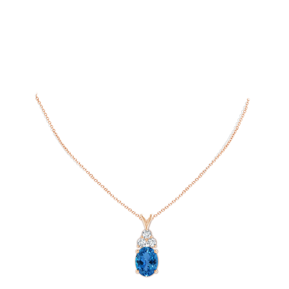 15.01x11.15x7.23mm AAAA GIA Certified Aquamarine Solitaire Pendant with Trio Diamonds in Rose Gold pen