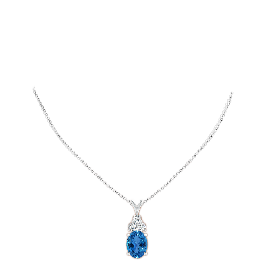 15.01x11.15x7.23mm AAAA GIA Certified Aquamarine Solitaire Pendant with Trio Diamonds in White Gold pen