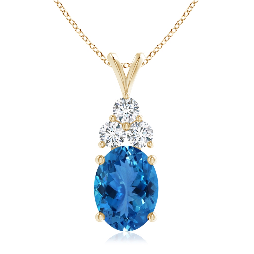 15.01x11.15x7.23mm AAAA GIA Certified Aquamarine Solitaire Pendant with Trio Diamonds in Yellow Gold
