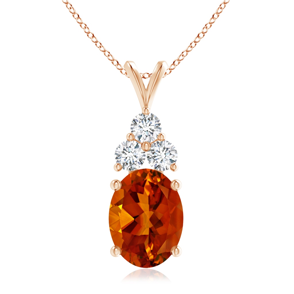 16.06x12.11x8.25mm AAAA GIA Certified Citrine Solitaire Pendant with Trio Diamonds in Rose Gold