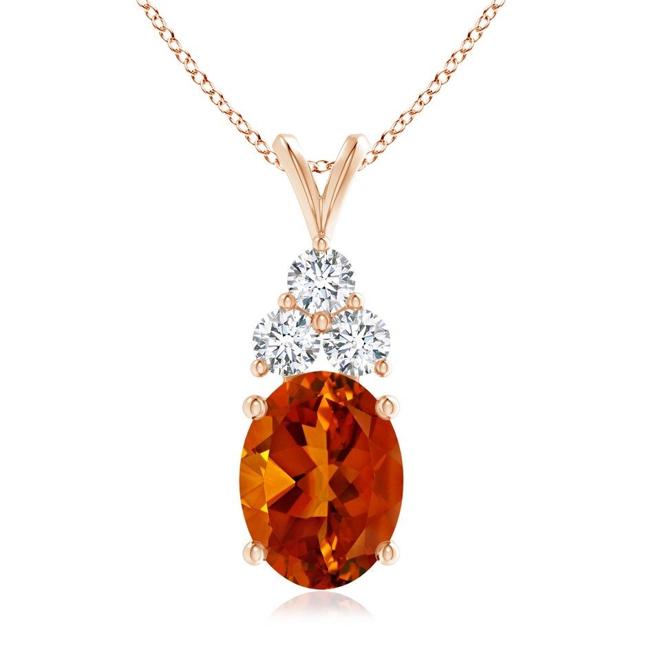 16.06x12.11x8.25mm AAAA GIA Certified Citrine Solitaire Pendant with Trio Diamonds in Rose Gold 