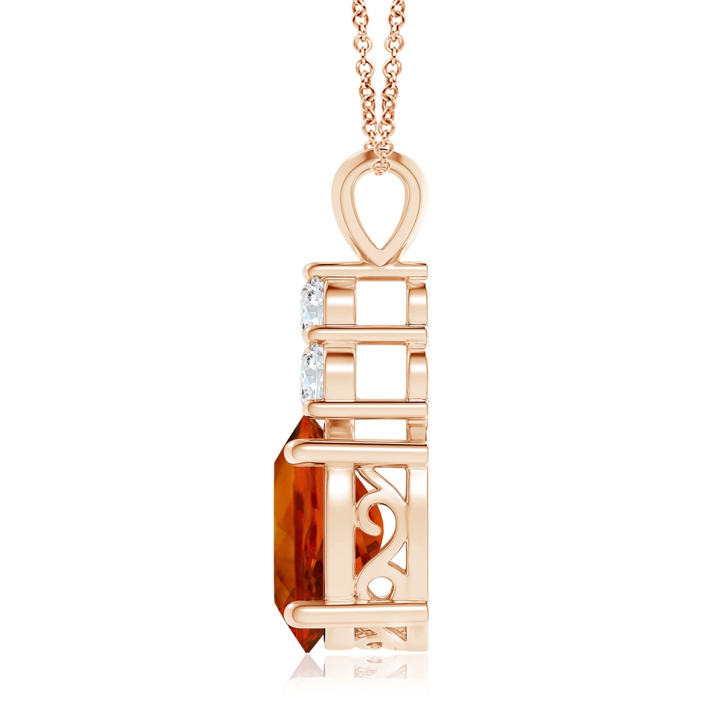 16.06x12.11x8.25mm AAAA GIA Certified Citrine Solitaire Pendant with Trio Diamonds in Rose Gold - side 199
