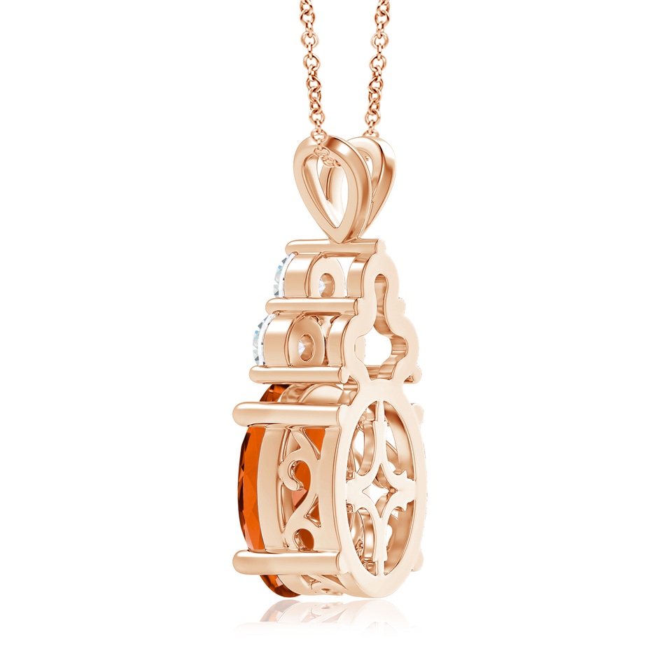 16.06x12.11x8.25mm AAAA GIA Certified Citrine Solitaire Pendant with Trio Diamonds in Rose Gold side 399