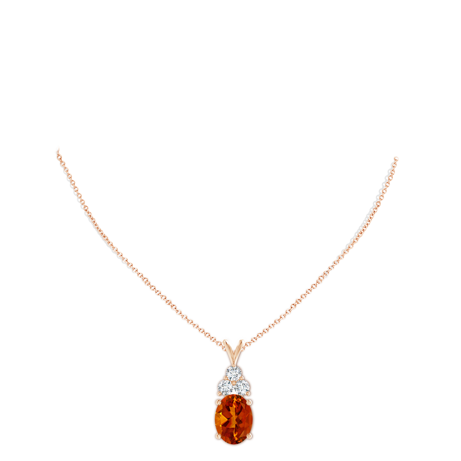 16.06x12.11x8.25mm AAAA GIA Certified Citrine Solitaire Pendant with Trio Diamonds in Rose Gold pen