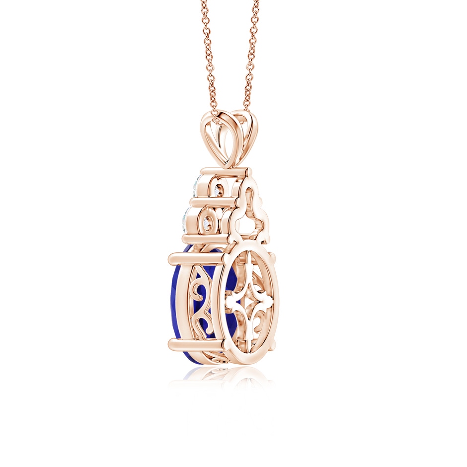 16.09x13.82x11.90mm AAAA GIA Certified Tanzanite Solitaire Pendant with Trio Diamonds in Rose Gold side-2