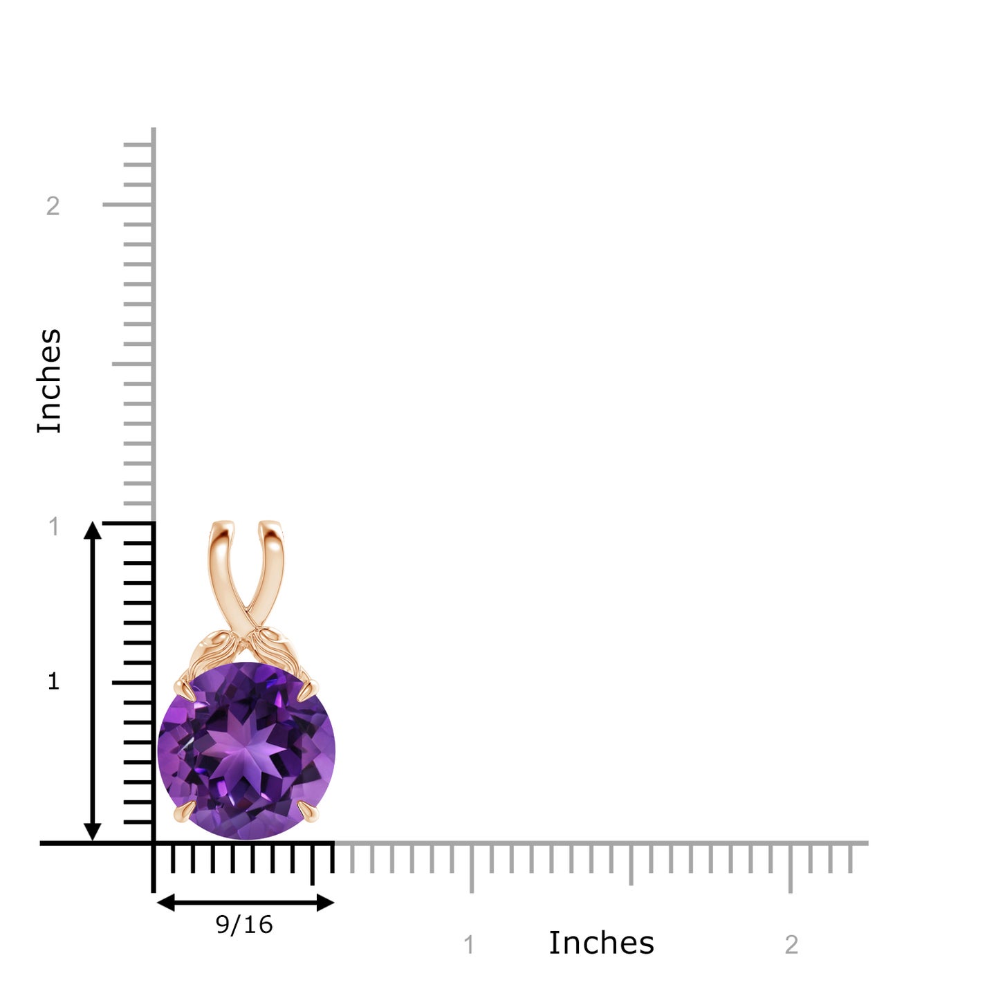Nature Inspired Amethyst Solitaire Pendant with Leaf Motifs