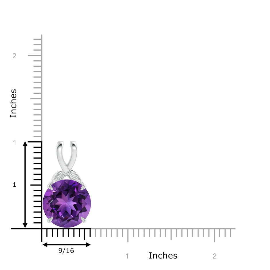 14mm AAAA Nature Inspired Amethyst Solitaire Pendant with Leaf Motifs in White Gold product image