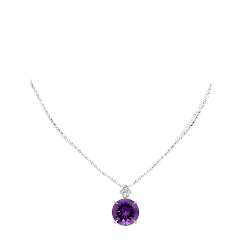 14.18x14.11x9.36mm AAA Claw-Set GIA Certified Amethyst Pendant with Bezel Diamonds in P950 Platinum pen