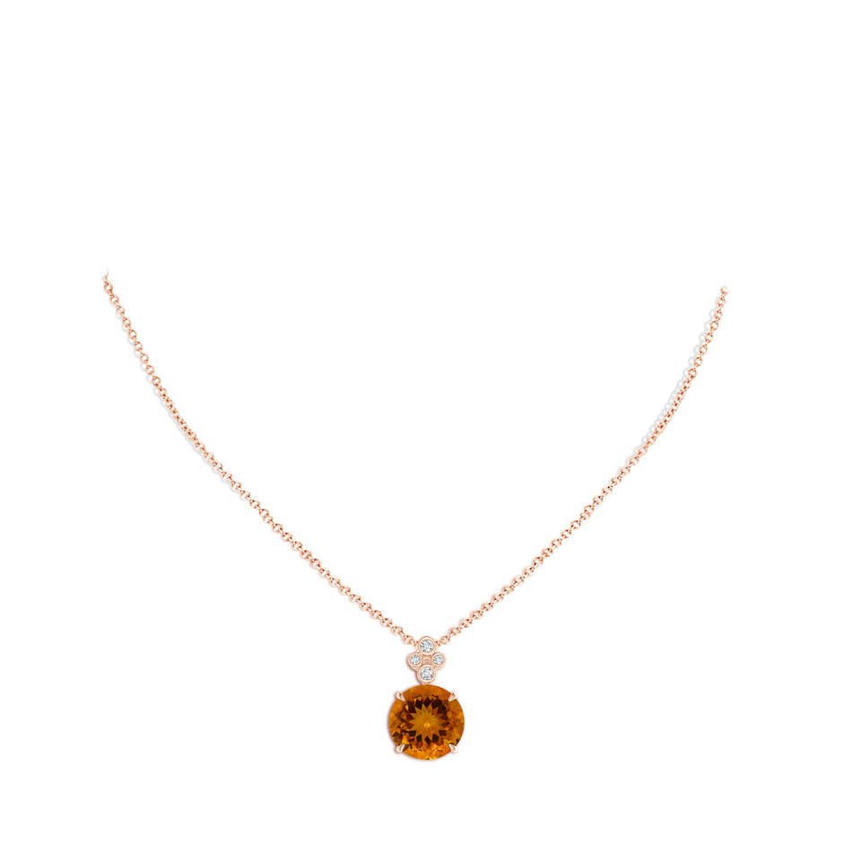 14.07x14.00x9.40mm AAAA GIA Certified Claw-Set Citrine Pendant with Bezel Diamonds in 18K Rose Gold pen