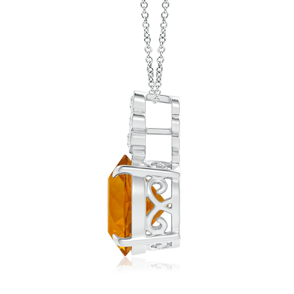 14.07x14.00x9.40mm AAAA GIA Certified Claw-Set Citrine Pendant with Bezel Diamonds in White Gold Side 199