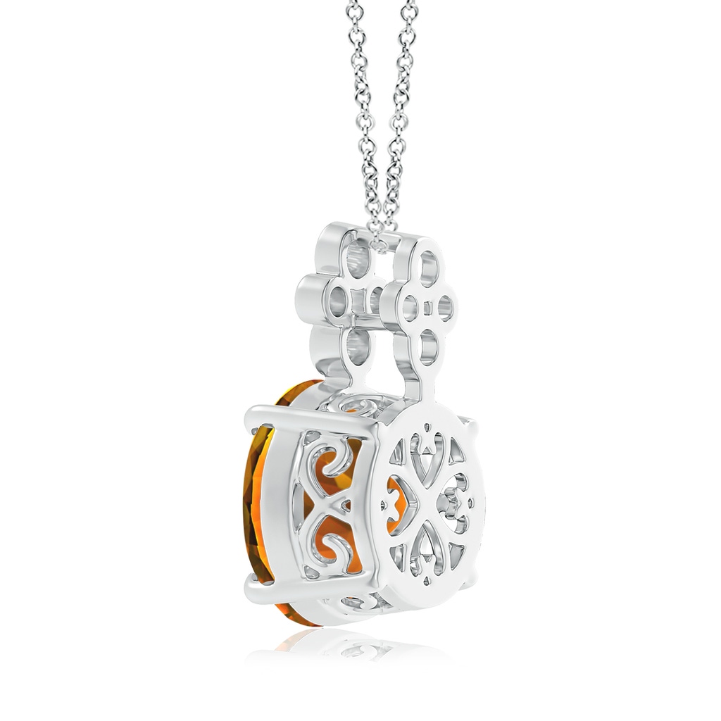 14.07x14.00x9.40mm AAAA GIA Certified Claw-Set Citrine Pendant with Bezel Diamonds in White Gold Side 399