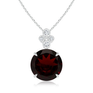 13.21x13.13x6.7mm AAAA GIA Certified Claw-Set Garnet Pendant with Bezel Diamonds in 18K White Gold