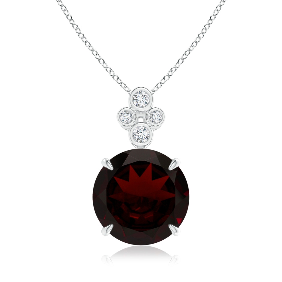 13.21x13.13x6.7mm AAAA GIA Certified Claw-Set Garnet Pendant with Bezel Diamonds in 18K White Gold 