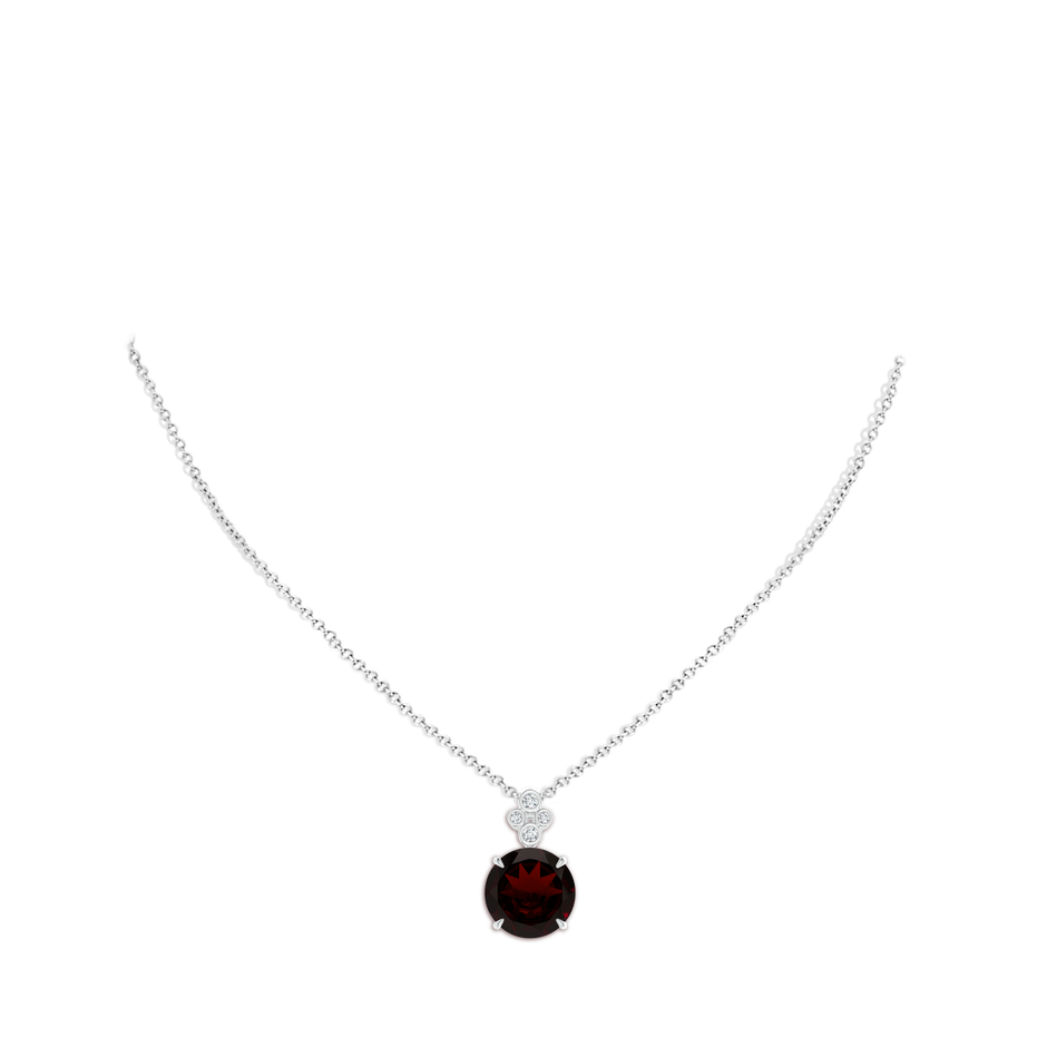 13.21x13.13x6.7mm AAAA GIA Certified Claw-Set Garnet Pendant with Bezel Diamonds in 18K White Gold pen