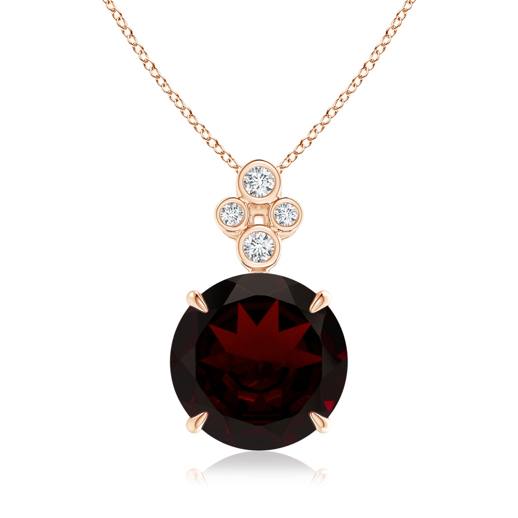 13.21x13.13x6.7mm AAAA GIA Certified Claw-Set Garnet Pendant with Bezel Diamonds in Rose Gold