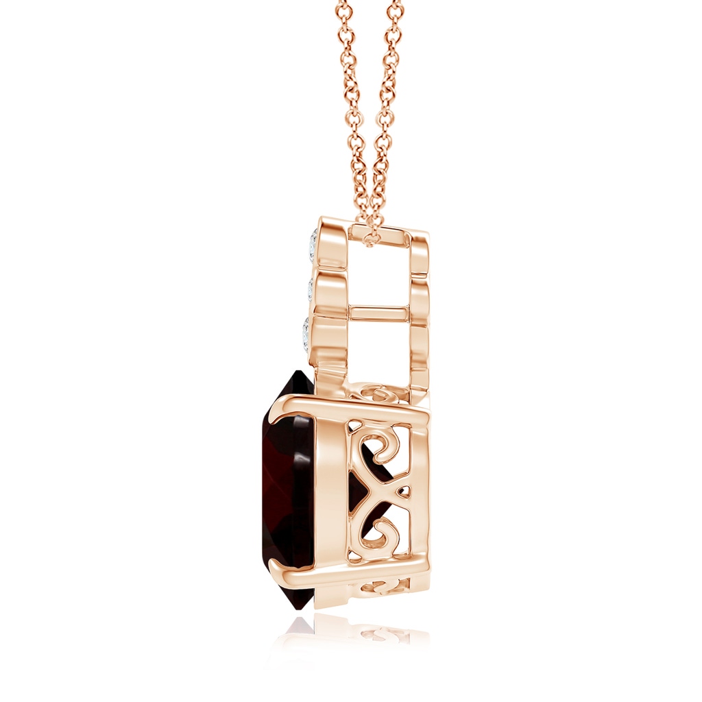 13.21x13.13x6.7mm AAAA GIA Certified Claw-Set Garnet Pendant with Bezel Diamonds in Rose Gold - side 199